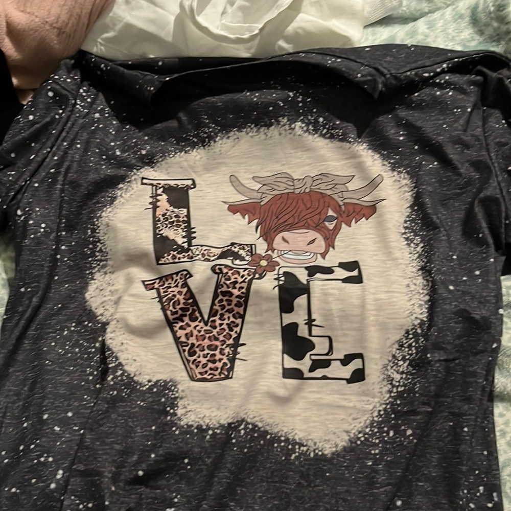 Splatter tie dye highland cow love shirt